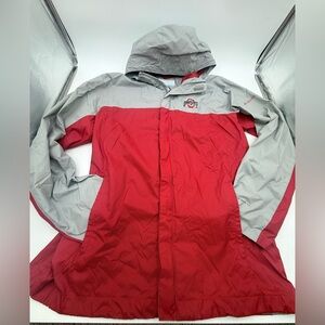 Ohio State Buckeyes Jacket Large Columbia Omni-Tech Red Gray Hooded Full Zip